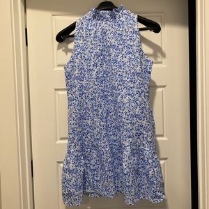 Blue High Neck Dress
